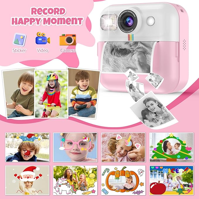 BOFIDAR Instant Print Camera for Kids, Christmas Birthday Gifts for Girls Age