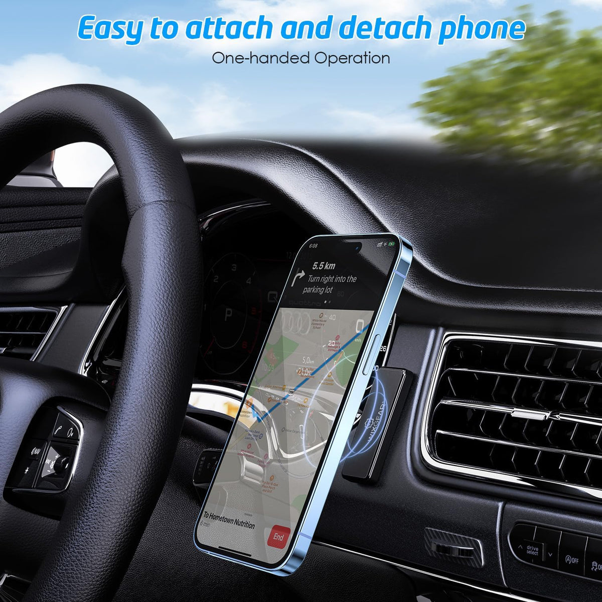 Magnetic Phone Car Mount, Universal Stick On Rectangle Flat Dashboard Magnetic Car Mount Holder, for Cell Phones and Mini Tablets -Extra Strong with 10 Magnets!