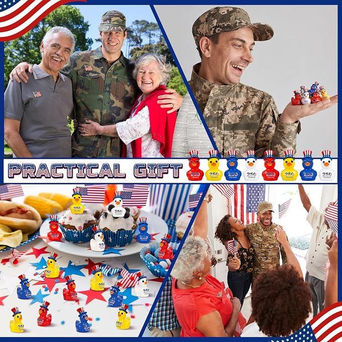 Skylety 100 Pcs Patriotic Mini Ducks 4th of July Independence Day Party Decor