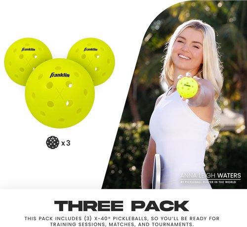 Franklin Sports X-40 Outdoor Pickleballs - Official USA Pickleball Tournament Balls | Regulation Size