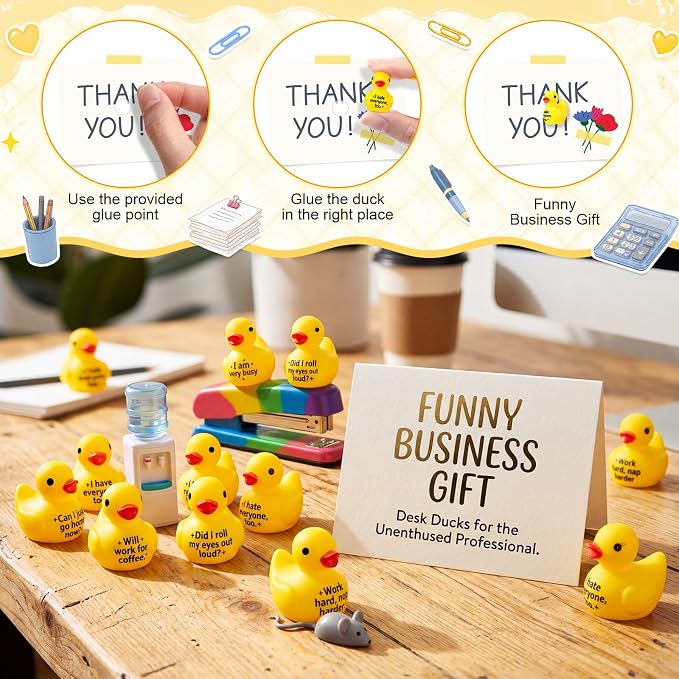 Skylety 32 Pcs Funny Office Supplies Mini Resin Ducks