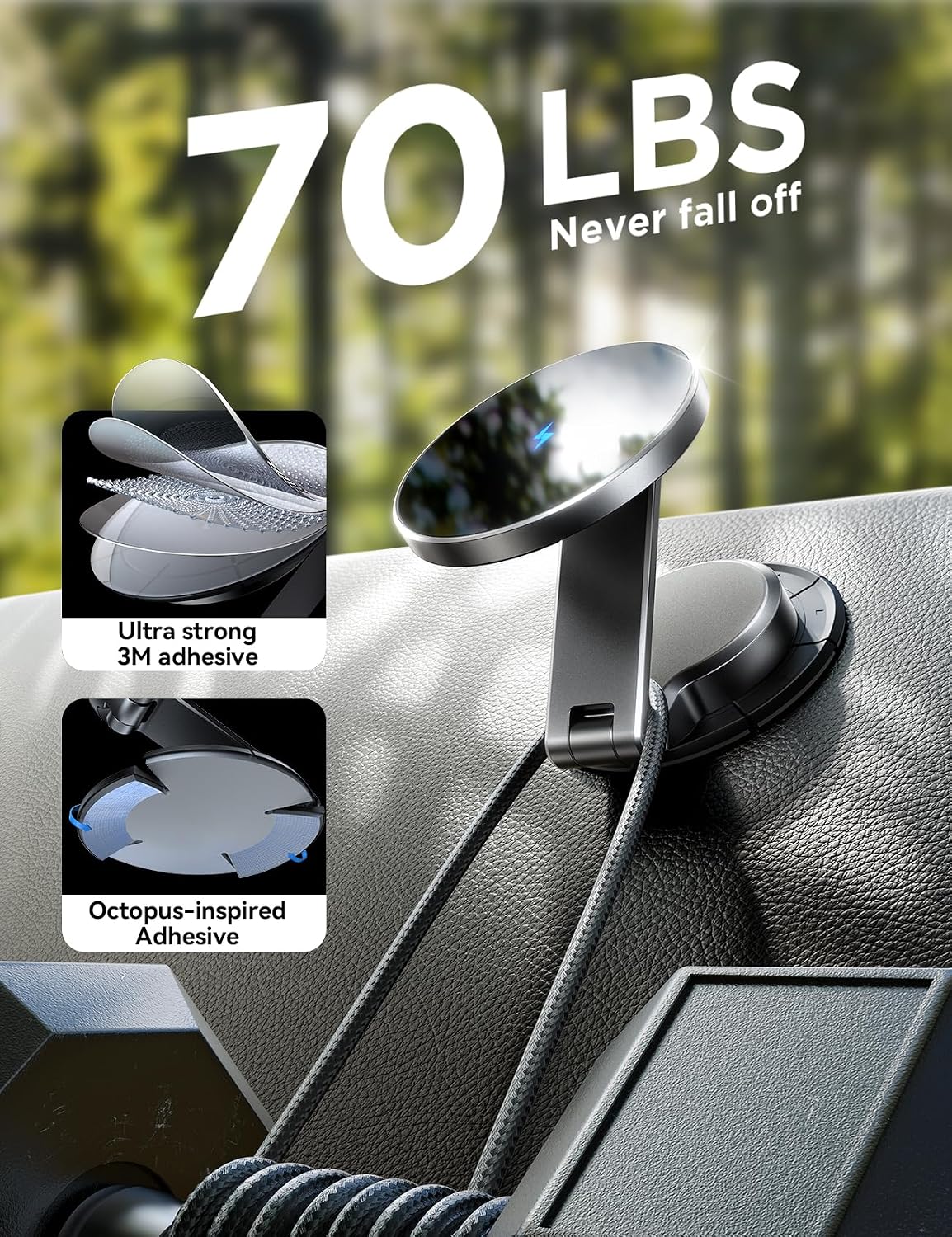 JOYROOM All-Metal MagSafe Car Mount Charger, 15W Wireless Car Charger