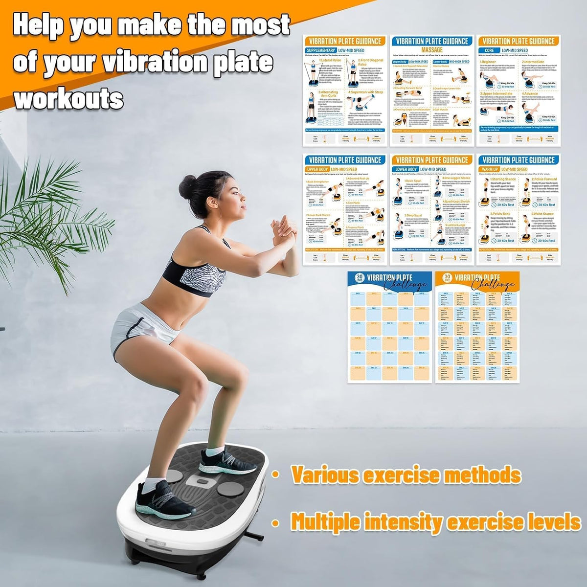 Skiennix Vibration Plate Exercise Machine - 8-Piece Workout Guide & 30-Day Planner for Home Gym