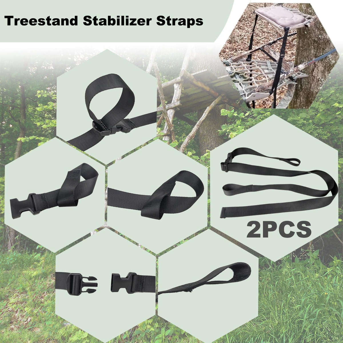 Tree Stand Backpack Straps and Utility Straps Deer Hunting Accessories Tree Stand Holding Climbing Transport System Hunting Backpack Treestand Carrying Stabilizer Strap Lightweight 4PCS