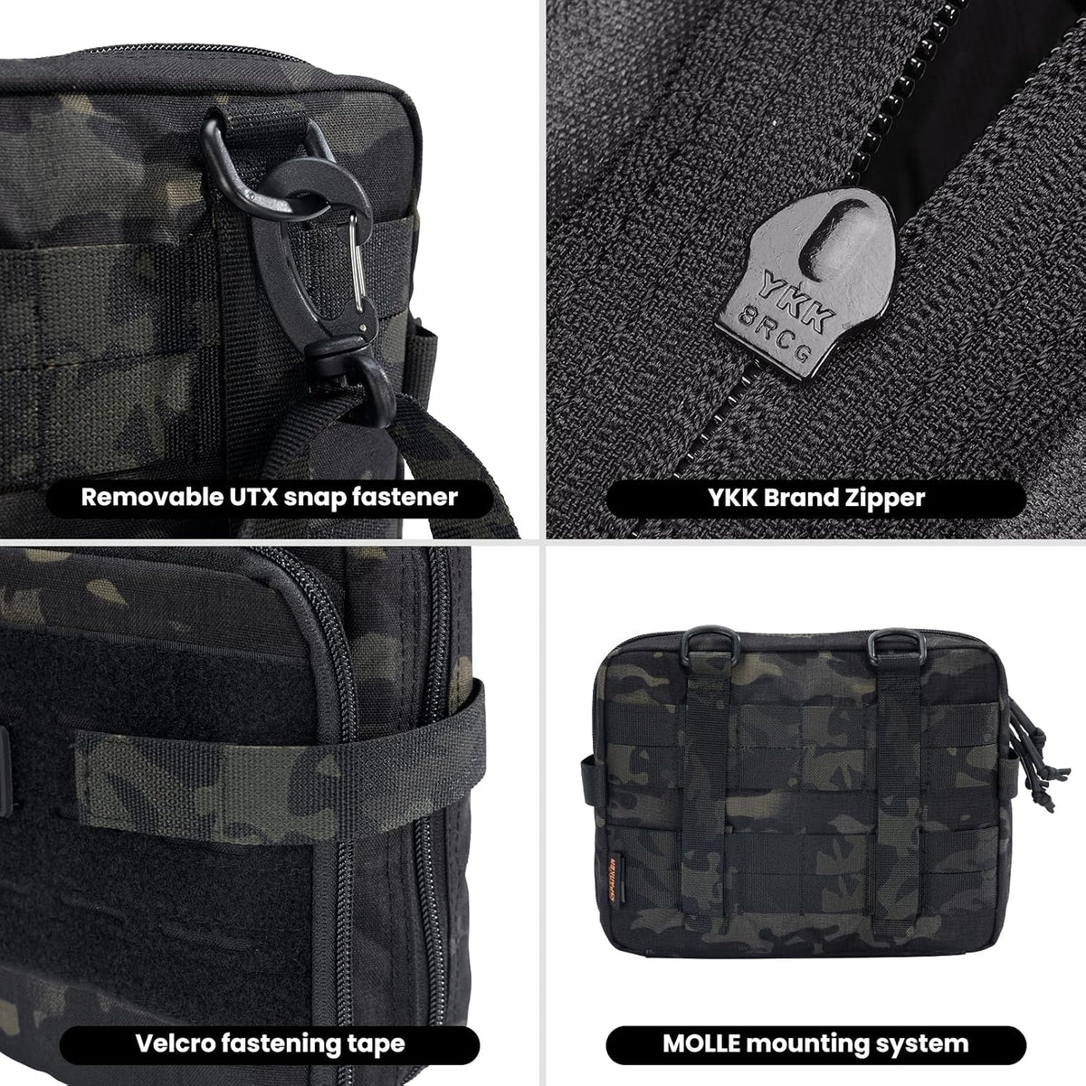 EXCELLENT ELITE SPANKER Tactical Molle Admin Pouch Utility Organizer EDC Medical Bag Utility EDC Tool Pouch with Shoulder Strap Attachment Pouches Waist Bag