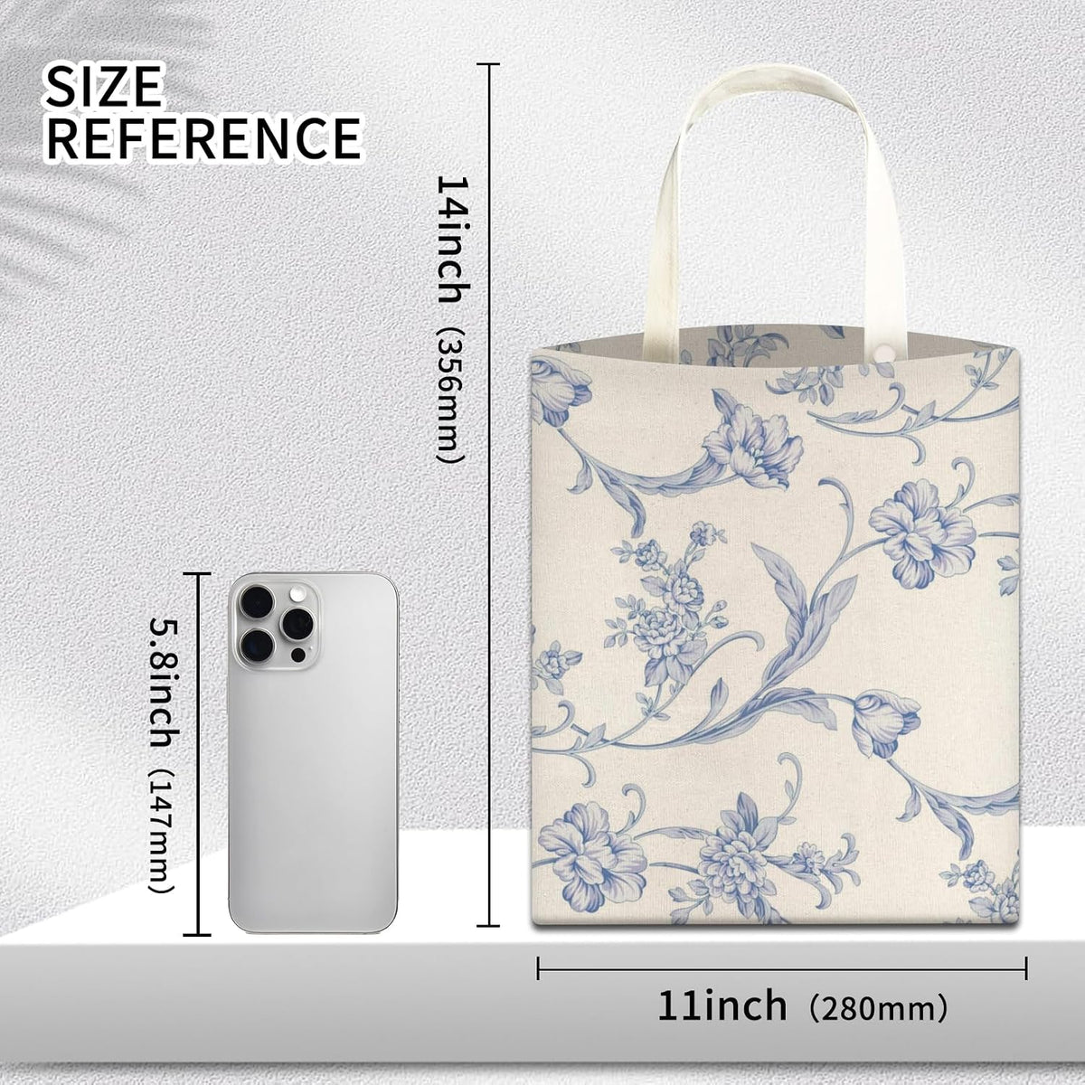 Car Trash Can, Hanging Garbage Bin for Men and Women, Cute Car Organizer and Storage Bag, Canvas Vehicle Trash Can Bag Easy-to-Install Cute Blue Floral