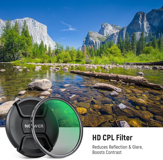 NEEWER 77mm CPL Filter with Lens Cap, Ultra Slim Multi Resistant Nano Coated