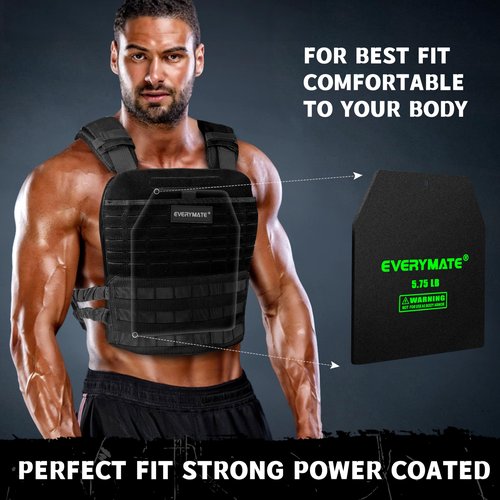 EVERYMATE Tactical Weighted Vest Plates – 3.75/5.75/8.75/14.5/19.75LB Pairs – Insert Weighted Vest Plates- Contoured Ergonomic Fit – WODs, Strength Training, Running, Weight Plates for Vest