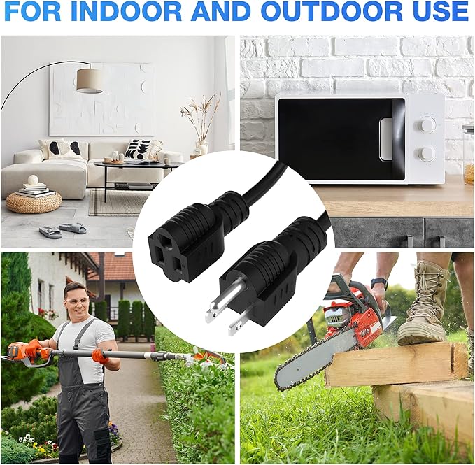Extension Cord 4 FT (2-Pack), 3 Prong Extension Power Cord, 16/3 Gauge Flexible Cold, 13A 1625W 16AWG, 3 Prong Electric Cord, ETL, Black Cable with 25 Cable Ties