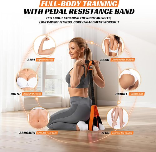 KUTIZE Multifunction Resistance Band - Upgraded Exercise Equipment for Full-Body Workouts | Soft Foot Pedal