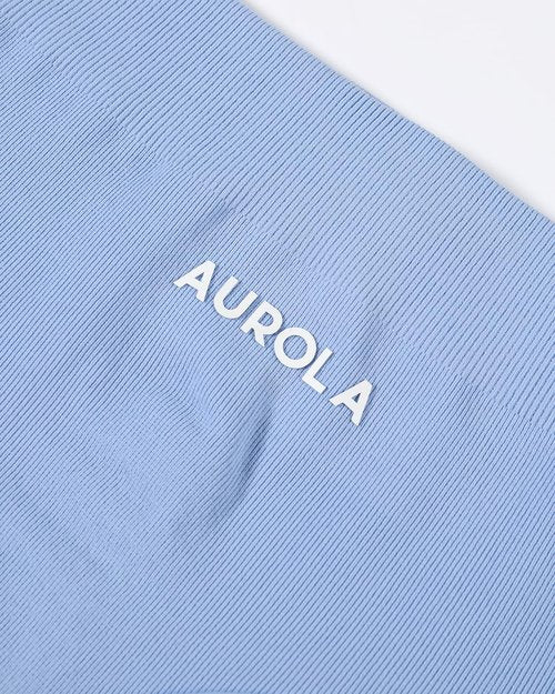 AUROLA Workout Shorts for Women - High Waisted V-Shape Seam Athletic Fitness Shorts | Embossed Logo