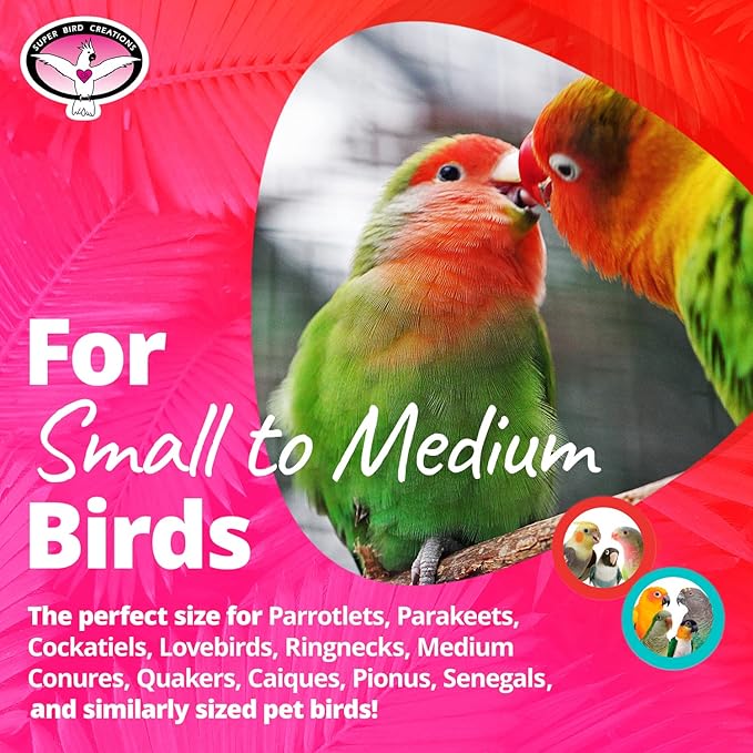 Super Bird Creations SB1094 Hula Skirt Bird Toy - Engaging Natural Bird Play - Ideal for Cockatiels Parakeets Parrots - Durable Enrichment Toy for Birds - Bird Size Small/Medium - 14" x 3" x 1.5"