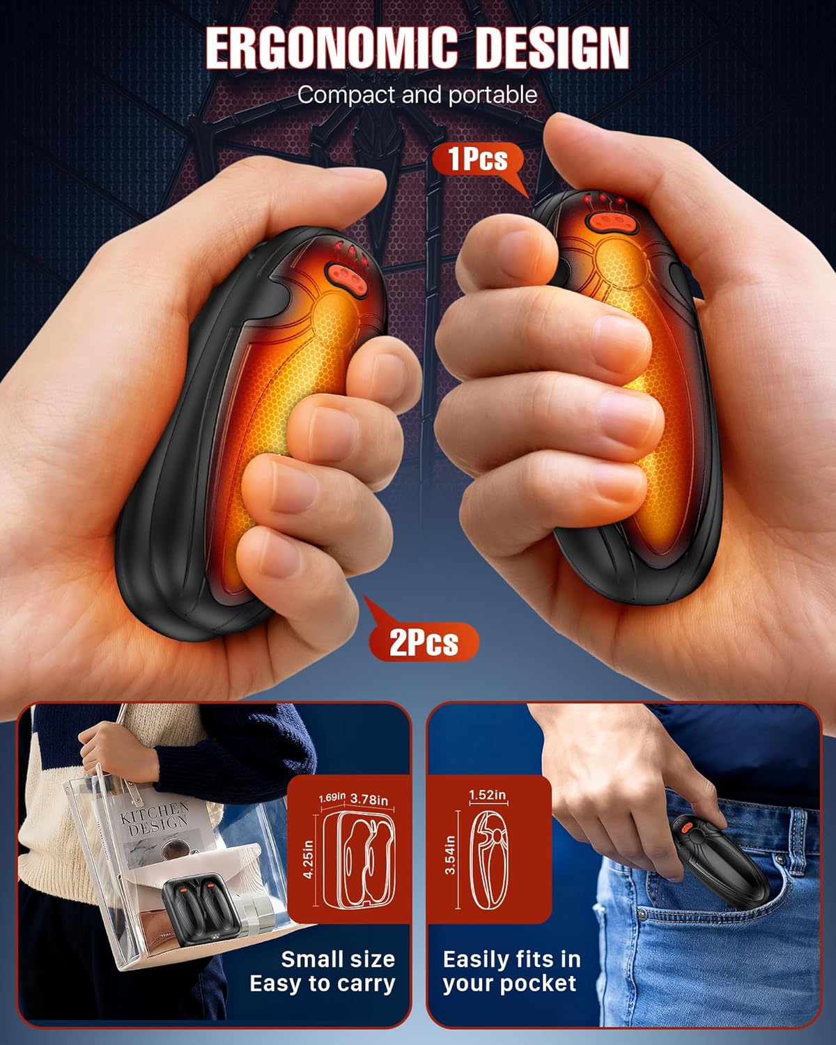 Skiennix Rechargeable Hand Warmers - 14000mAh Electric AI Pocket Heater with Charging Case | Perfect for Travel, Golf, and Camping