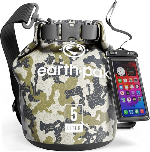 Earth Pak Waterproof Dry Bag - Roll Top Backpack Keeps Gear Dry with Waterproof Phone Case | 20L