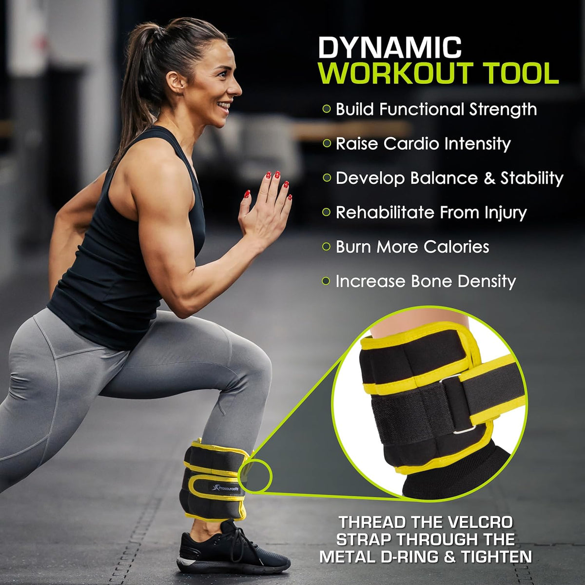 ProsourceFit Adjustable Ankle/Wrist Weights Set - 1 lb to 5 lb | Perfect for Men & Women