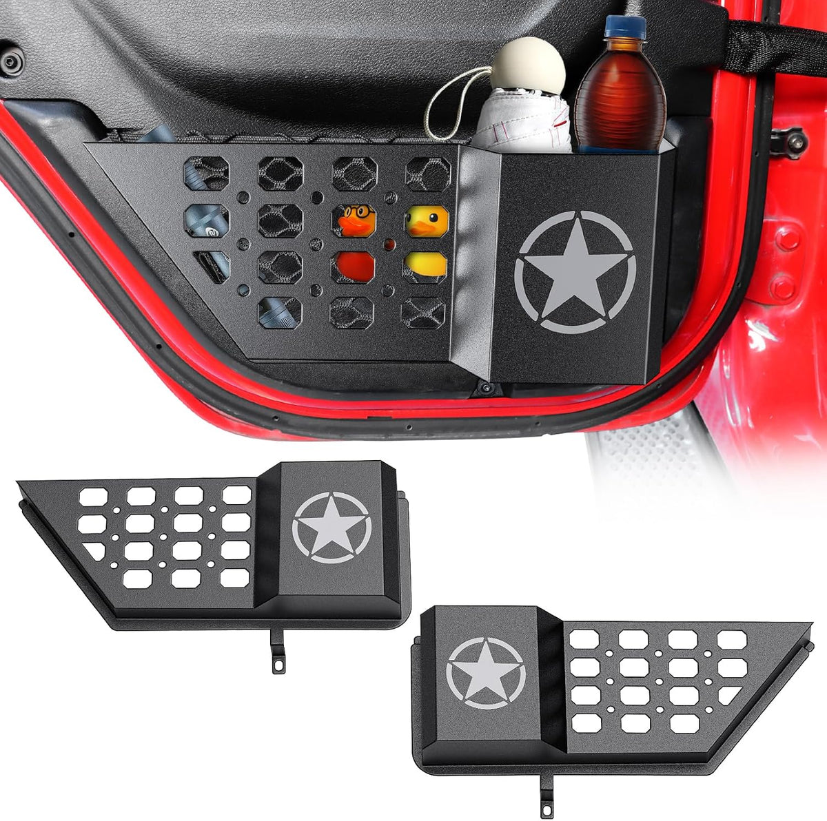 DIAMOOKY Metal Rear Door Pocket Storage for Jeep Wrangler JL JLU 2018-2026