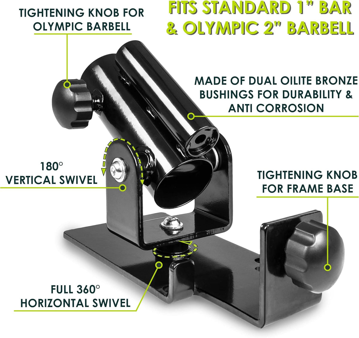 Skiennix T-Bar Row Platform - 360° Swivel for 1” & 2” Olympic Bars - Enhance Your Workout