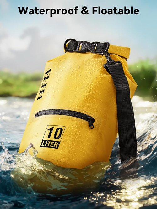 HEETA Waterproof Dry Bag - Lightweight Roll Top with Front Zippered Pocket | 5L/10L/20L/30L/40L for Travel, Kayaking & Camping