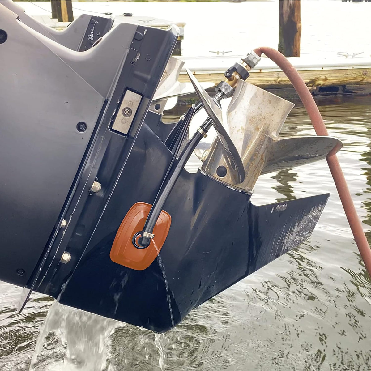 Steel Dual Feed Muff Style Heavy Duty Boat Motor Flusher - Antifreeze Winterization & Water Flush | 5/8 Inch Garden Hose Connection