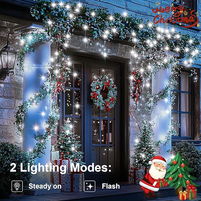echosari 2 Pack Battery Operated String Lights, 13.2Ft 40 LED Green Wire Fairy String Lights, Waterproof Fairy Lights for Xmas Tree Wreaths Garden Wedding Party Decor (Cool White)