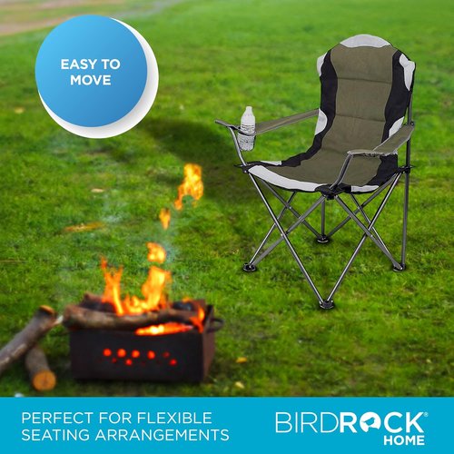 Internet's Best Padded Camping Folding Chair - Comfortable Outdoor Seating with Cup Holder & Carry Bag | Green