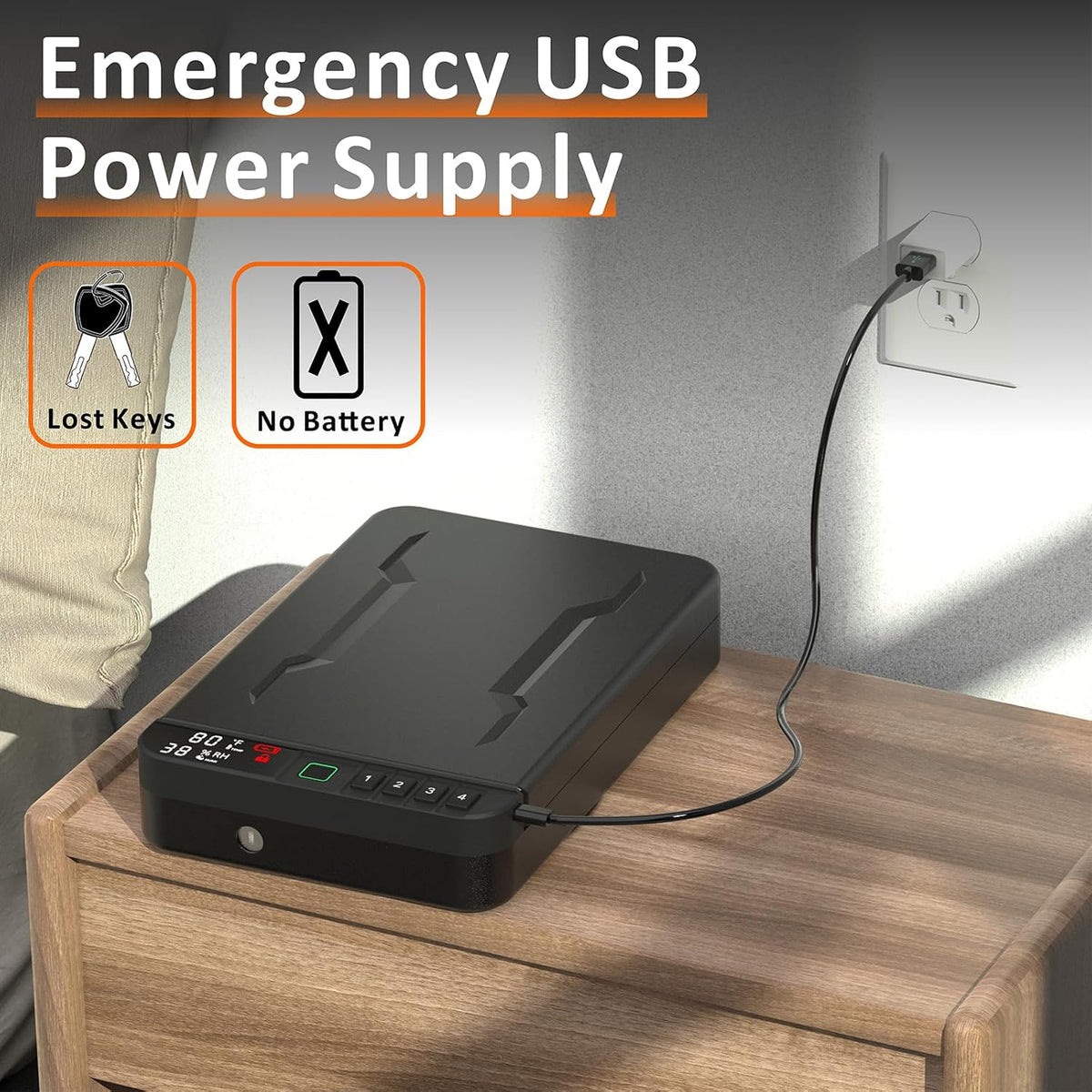 Z ZLJUAN Portable Biometric Gun Safe - LCD Display, Fingerprint & Keypad Lock | Black, Ideal for Travel & Home