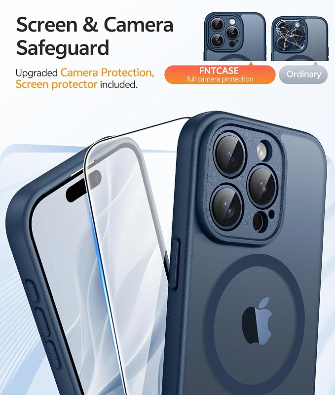 FNTCASE for iPhone 15 Pro Case: Translucent Matte Cases