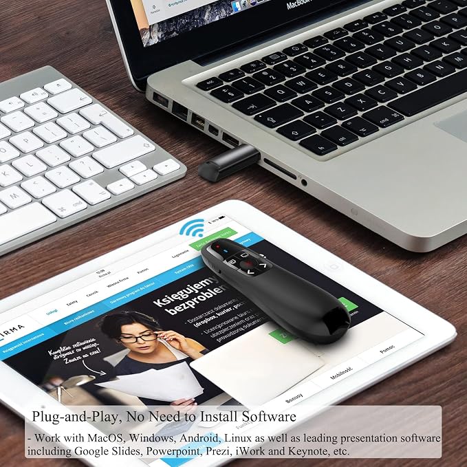 Wireless Presentation Clicker for Google Slides: 100ft Range | Ultra-Bright