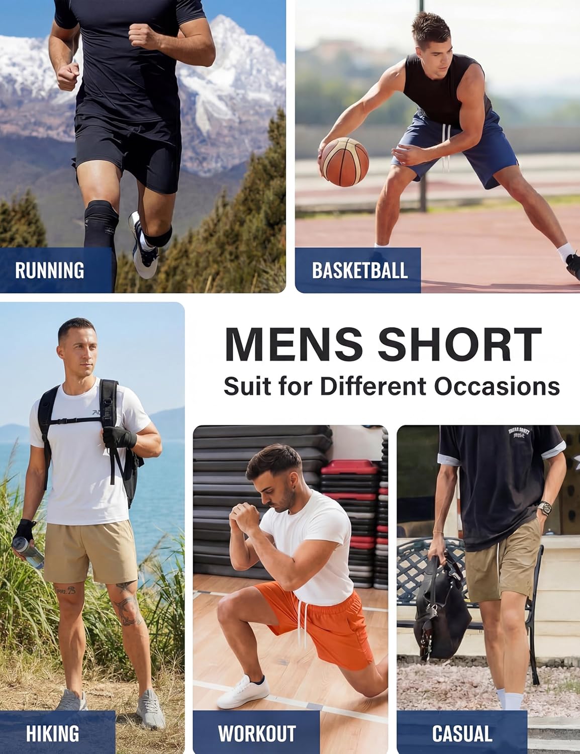 TACVASEN Men's Athletic Workout Shorts - Quick Dry 7" Gym Shorts with Zipper Pockets for Summer Hiking