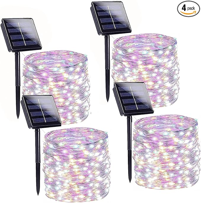 Solar String Lights Outdoor, 4 Pack 288FT 800 LED Solar Twinkle Lights for Outside Waterproof Copper Wire with 8 Modes Fairy Decorations for Garden Yard Wedding Christmas Tree Decor (Multicolor)