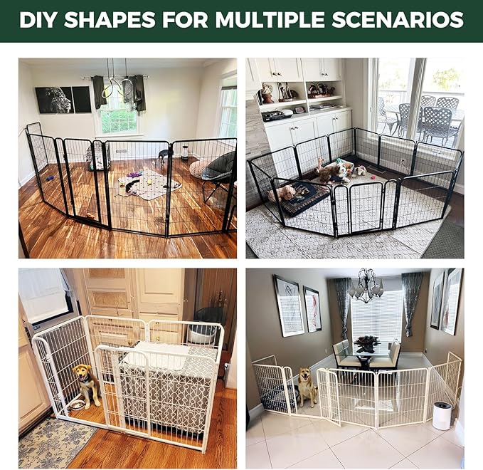 FXW Homeplus Unleashed Indoor Dog Playpen - Stress-Free and Safe Play, Heavy Duty 32 Inch 8 Panels Dog Pen for Small and Medium Dogs, Black│Patented