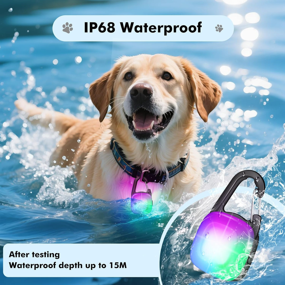 Skiennix Dog Lights - 2 Pack LED Rechargeable Safety Collar Lights with 4 Modes | IP68 Waterproof for Night Walking & Outdoor Activities