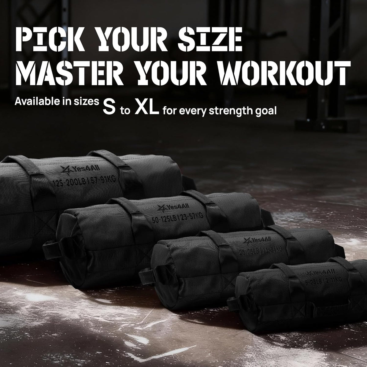 Yes4All Sandbags - Adjustable Weight Training Sand Bags with Handles | Multiple Sizes 5-200lbs