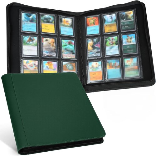 GERMUN Toploader Binder - Holds 324 Toploaders | 9 Pocket Double-Sided Storage for 3 x 4'' Cards - Diamond Green