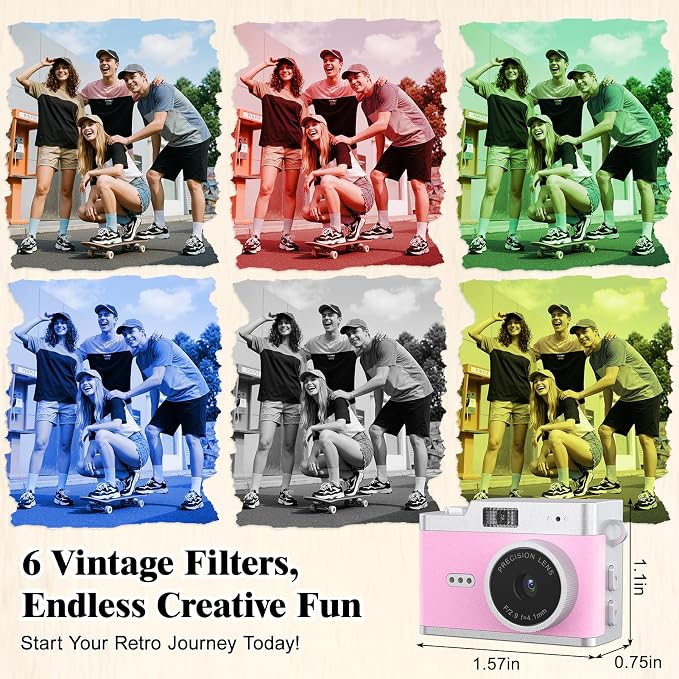 Mini Keychain Digital Camera 1080P, Ultra-Portable Small Retro Camera 32GB Card