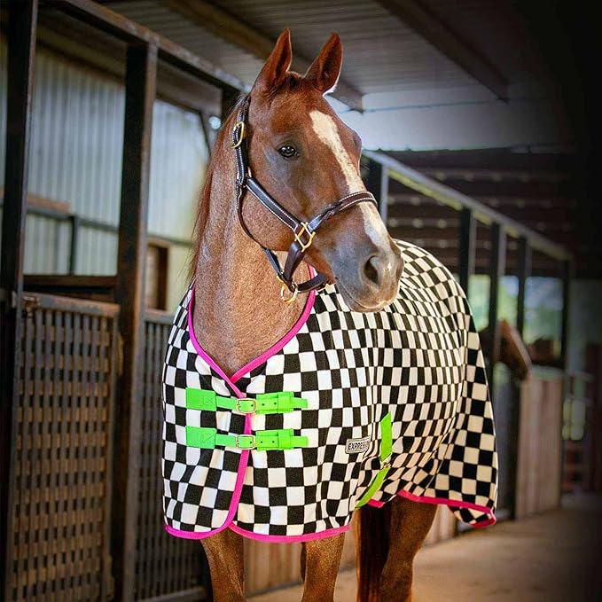 Jeffers Expression Fleece Cooler for Horses, Standard Neck, Skater Cowgirl 66"- Equine Towel Blanket, Moisture Absorbent, Light Weight, Best for Drying, Exercise, Bathing, Adjustable Belly Bands