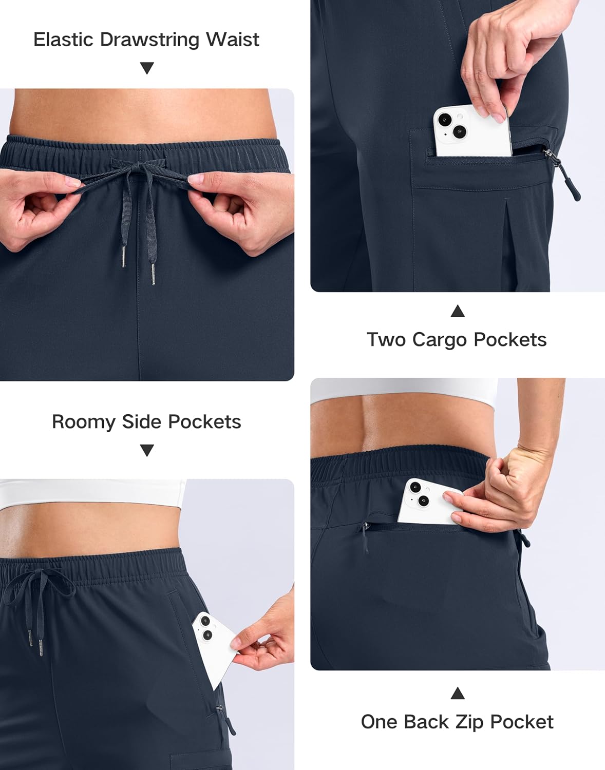 SANTINY Women's Lightweight Hiking Cargo Shorts - Quick Dry with 5 Zipper Pockets | 7"/9" Sizes