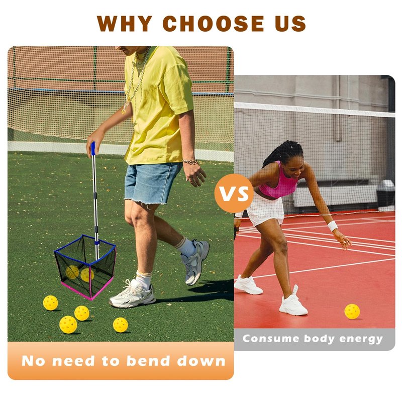 TNZMART Adjustable Pickleball Retriever Portable Pickle Balls Picker Multifunction Ball Collector for Picking and Storage (Blue)