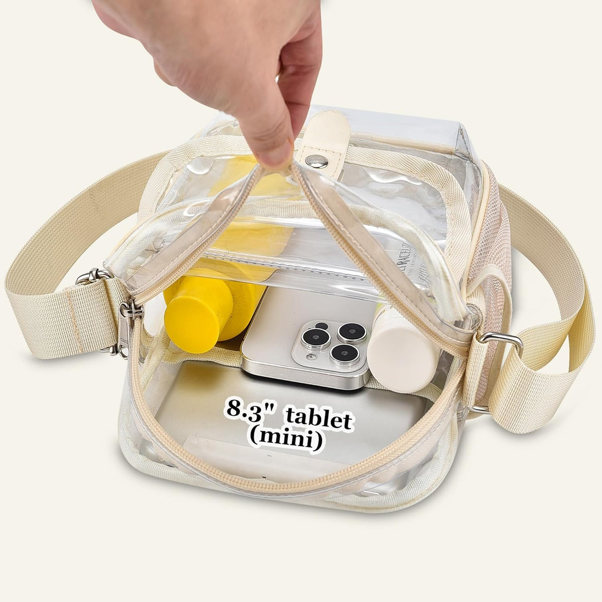 Spodears Clear Crossbody Bag - Perfect for Stadiums, Concerts & Festivals | Adjustable Strap & Bottle Holder