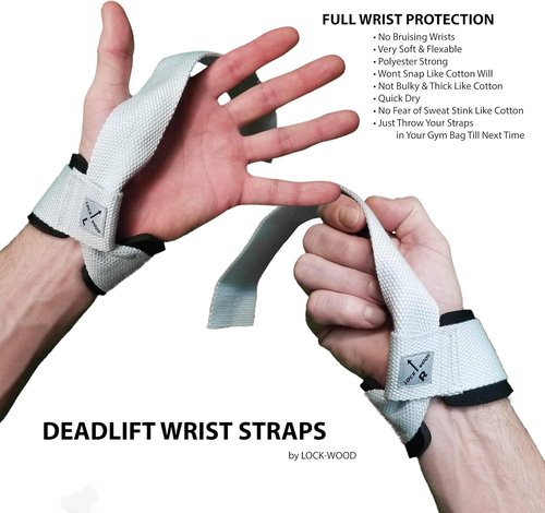 LOCK-WOOD Weightlifting Wrist Support Straps - Lift Heavier & Enhance Grip Stability
