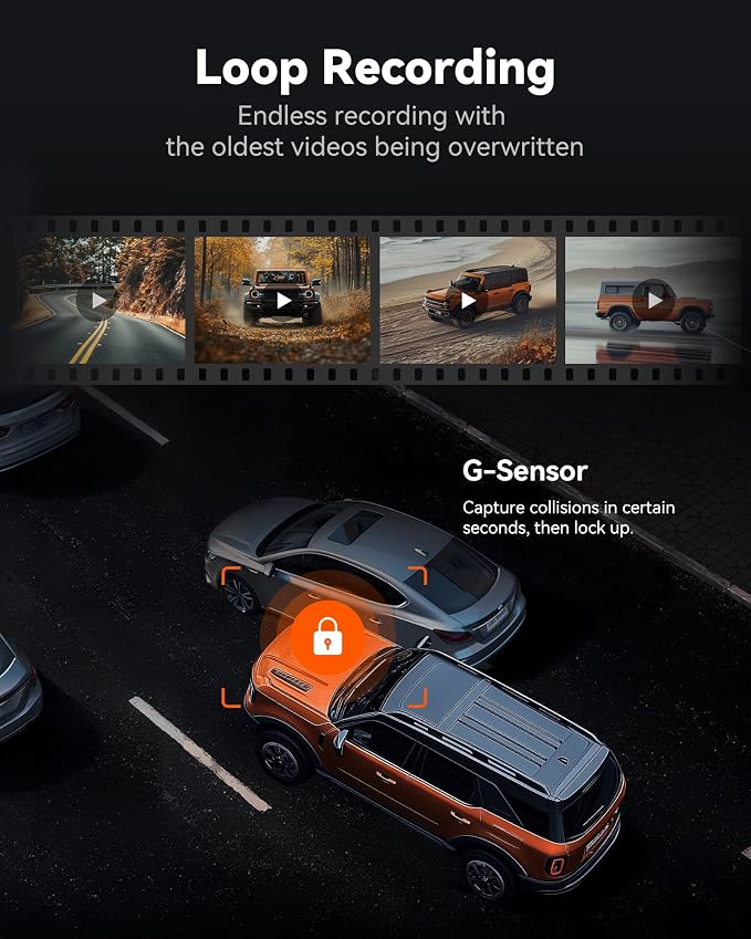 WOLFBOX G840S 12" 4K Mirror Dash Cam Backup Camera, 5.8GHz WiFi Smart Rearview
