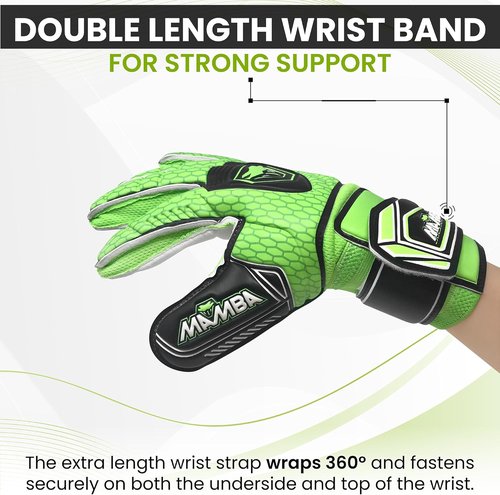 MAMBA Goalkeeper Gloves - Premium Latex Palm & Back Hand | Fingersave Protection for Youth/Adult