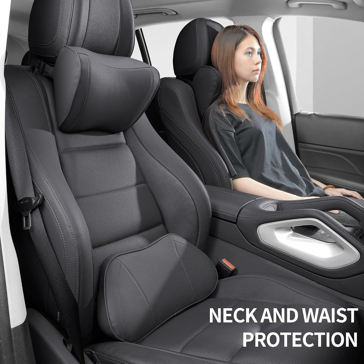 Car Lumbar Support Pillow for Driving Seat, Black, 1 Pack