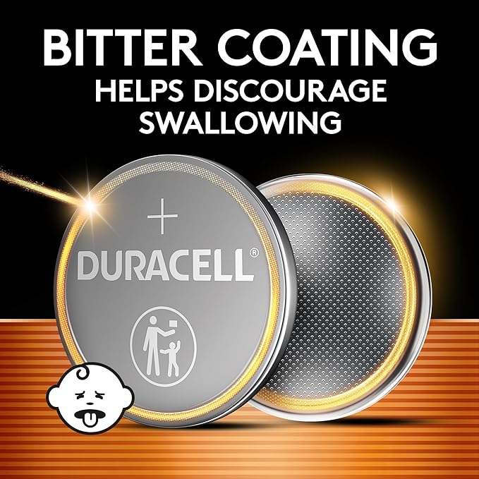 Duracell CR2032 Lithium Battery 3 Volt, Child Safety Features, Compatible