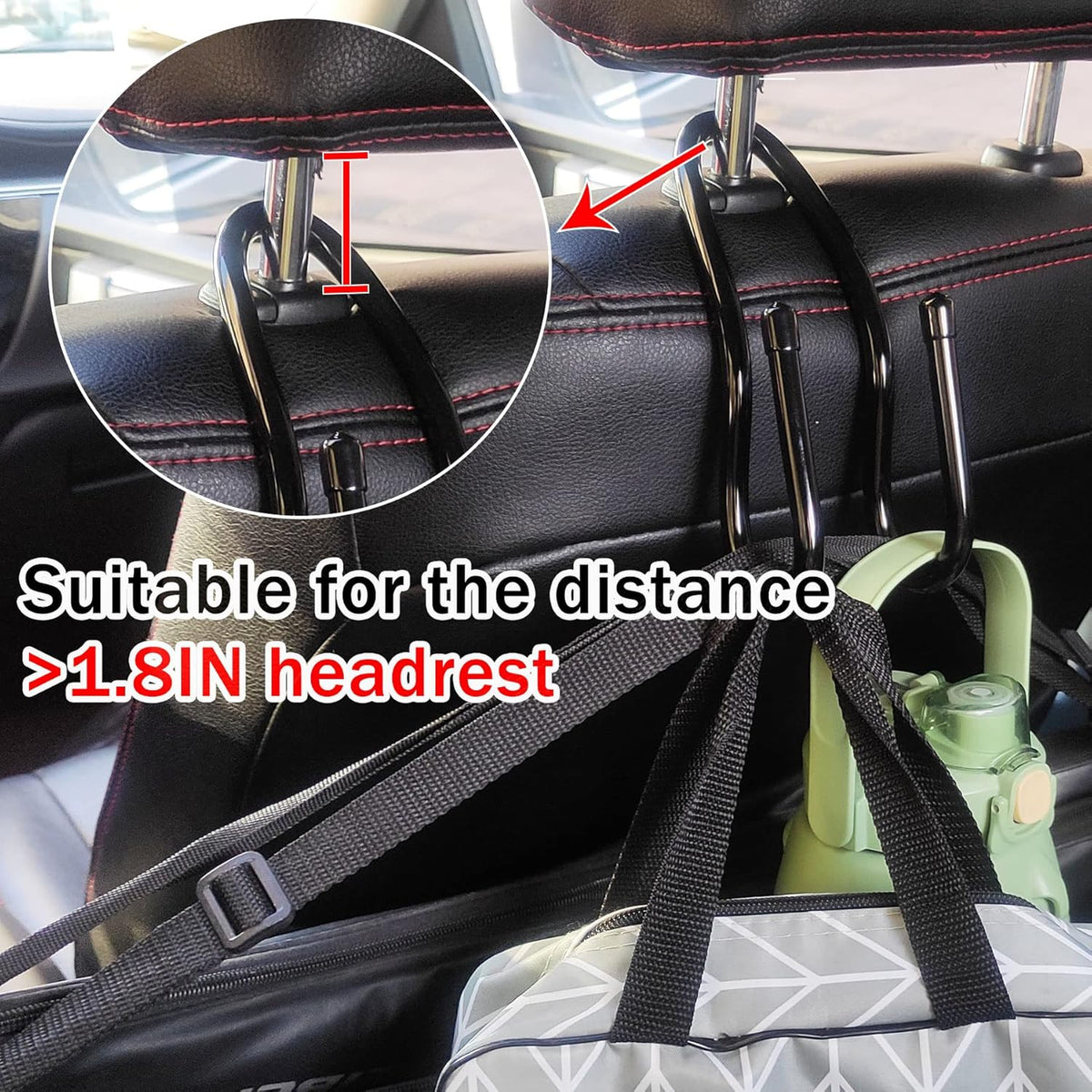 Adjustable Car Seat Headrest Hook 4 Pack Car Storage Organizer Headrest Hanger Holder Hooks for Bags Purses Jackets Sweaters Hats Umbrella, Seat Hooks for Vehicle