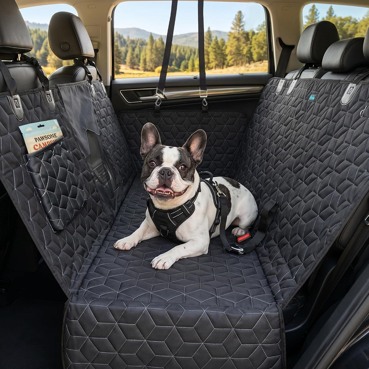 Meginc Dog Car Seat Cover for Back Seat, Waterproof Non-Slip Bench Protector for Dogs, Durable 600D Scratch Proof Seat Cover for Hair, Mud & Scratches, Travel and Daily Use in Cars Small SUVs