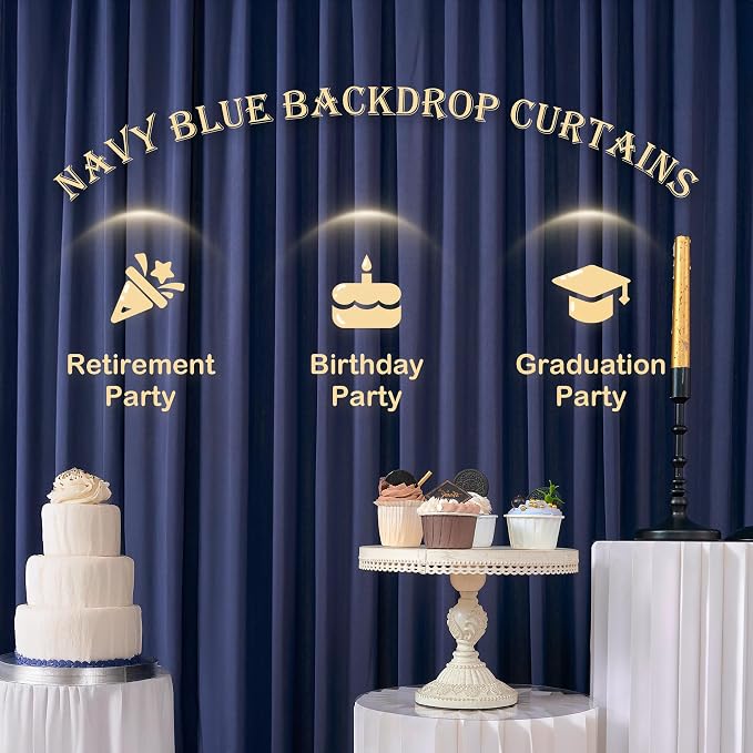 50ft x 12ft Wrinkle Free Navy Blue Backdrop Curtains