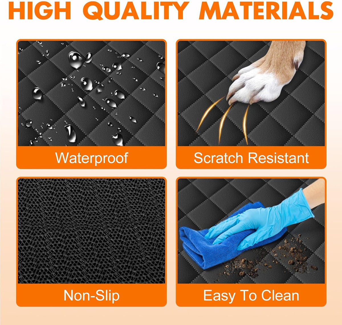 Waterproof Dog Backseat Cover for Cars, Non-Slip Pet Seat Protector,M-Black