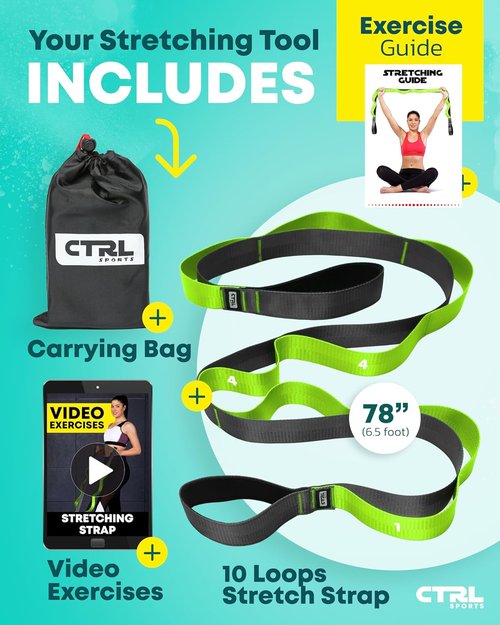Fascia Stretching Strap by [Brand Name] - Non-Elastic Yoga & Physical Therapy Band for Enhanced Flexibility | Ideal for Hamstring & Leg Stretching