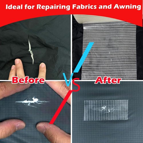 Fiberglass RV Awning Repair Tape Kit - 5 Inch Wide, 39ft Heavy-Duty Waterproof Patch for Tents, Tarps, and Boats